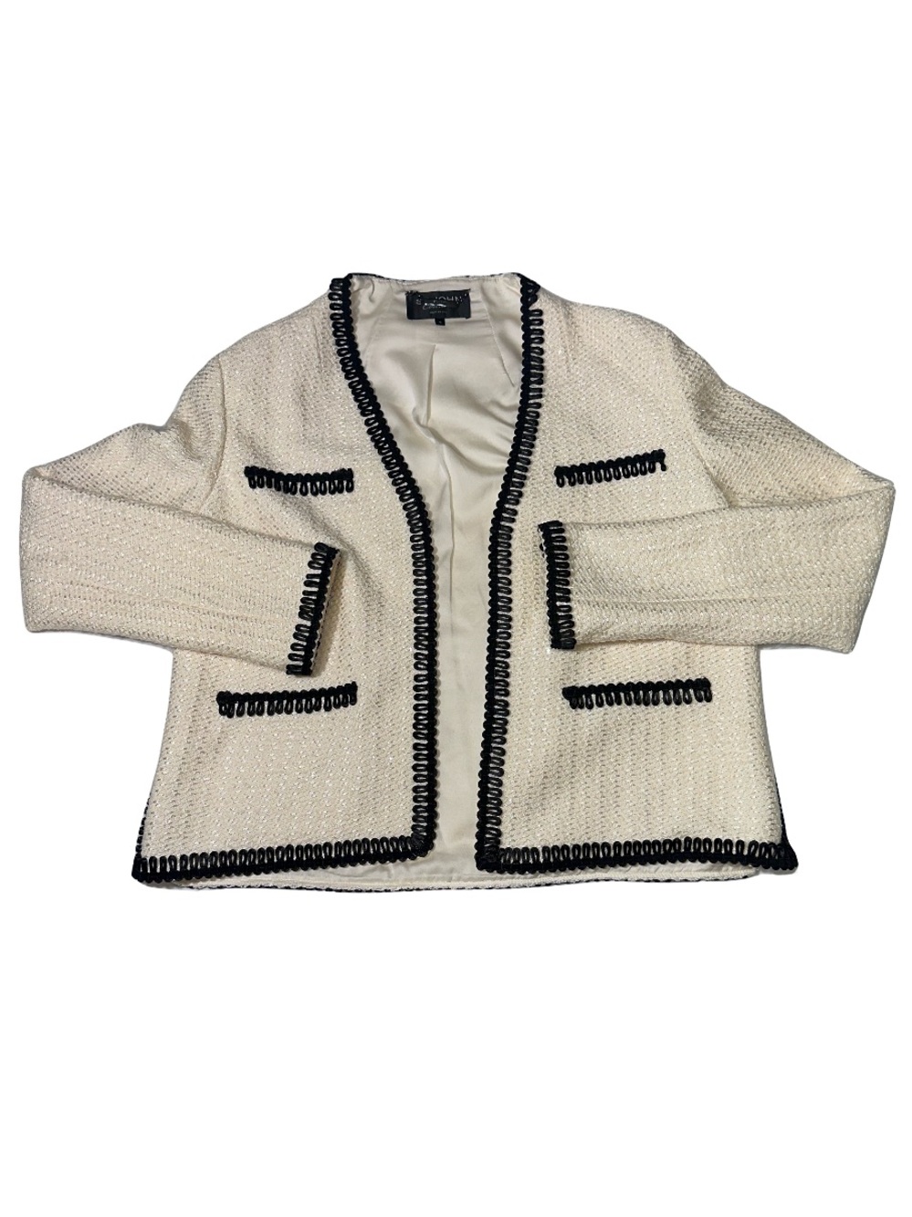 St. John Couture Bouclé Jacket with Black Trim Made in USA